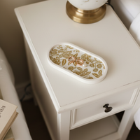 Gold Floral Oval Tray