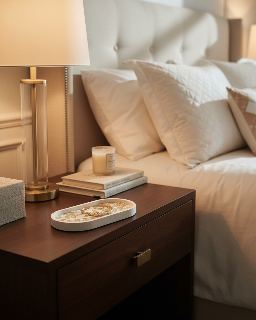 Gold Floral Oval Tray