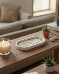 Gold Floral Oval Tray