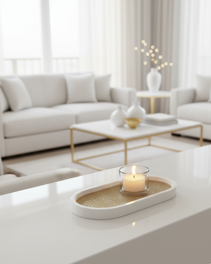 Champagne Gold Glitter Oval Tray