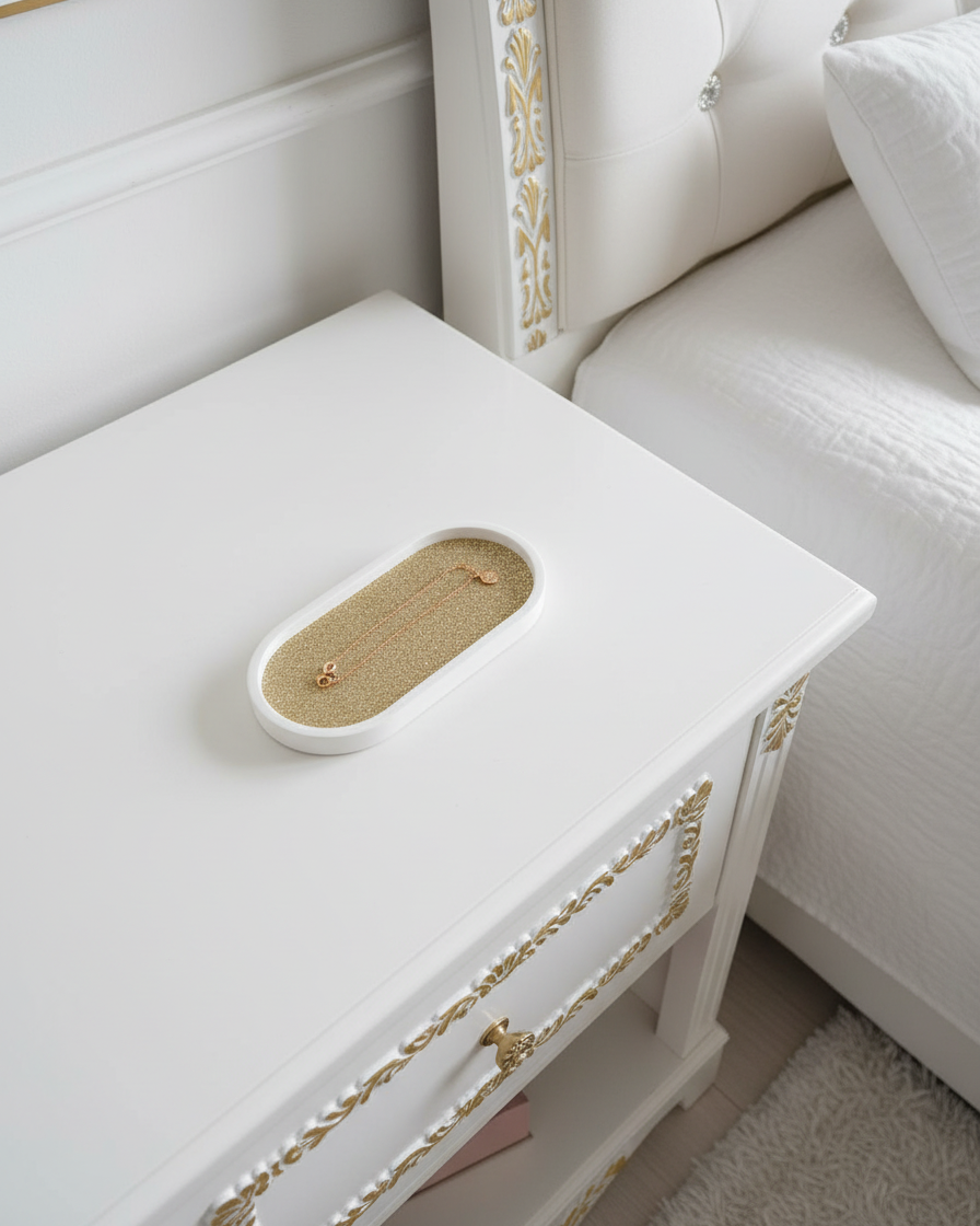 Champagne Gold Glitter Oval Tray