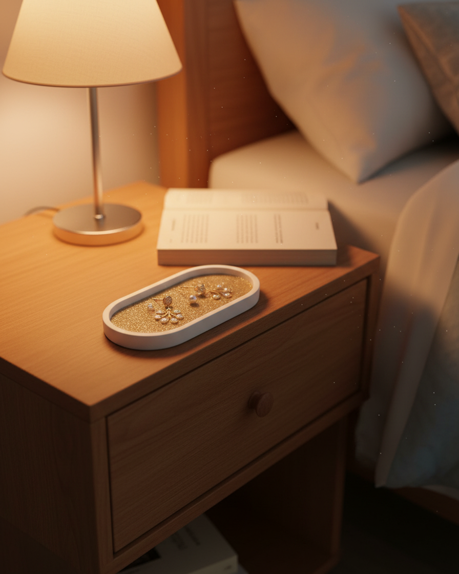 Champagne Gold Glitter Oval Tray