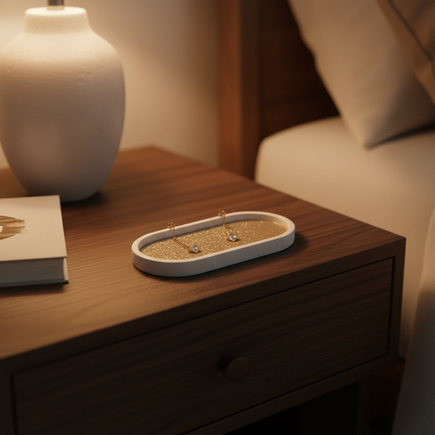 Champagne Gold Glitter Oval Tray