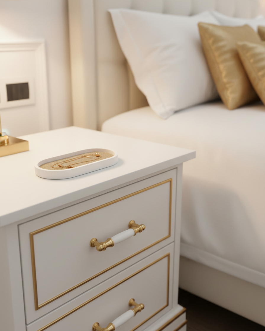 Champagne Gold Glitter Oval Tray