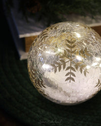 Gold Hand Painted Snowflake Crackle Glass LED Globe