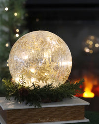Gold Hand Painted Snowflake Crackle Glass LED Globe