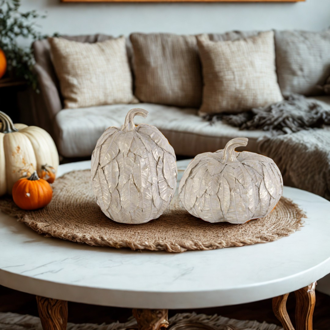Layered Champagne Gold Leaf Resin Pumpkin