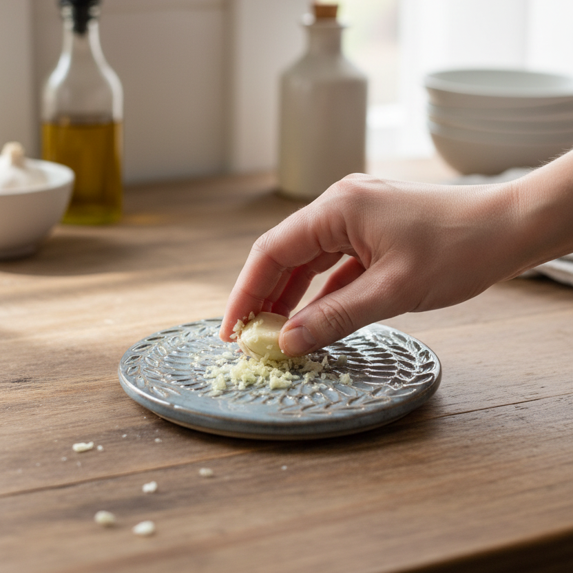 Wheat Design Garlic Grater Plate Crystal Blue