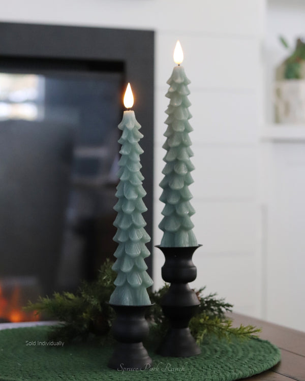 Green LED Christmas Tree Taper Candle
