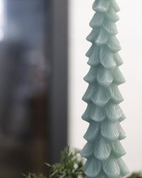 Green LED Christmas Tree Taper Candle
