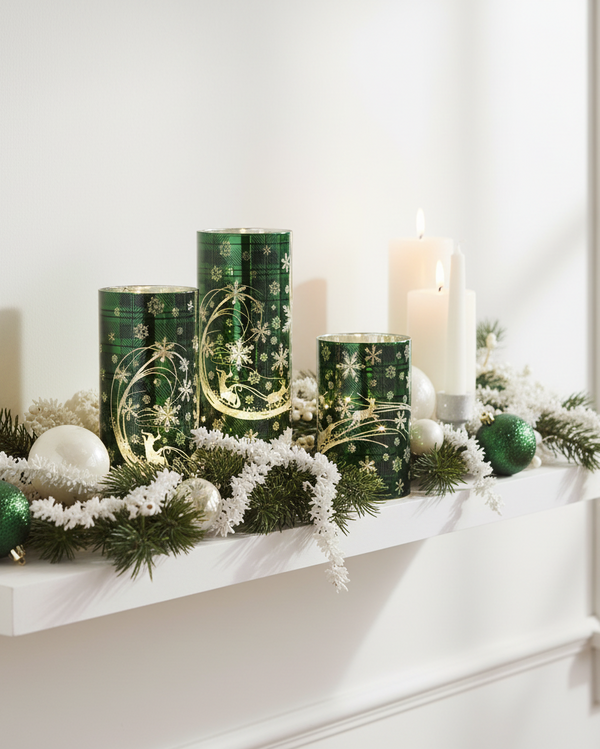 Green Tartan Santa's Sleigh Cylinder