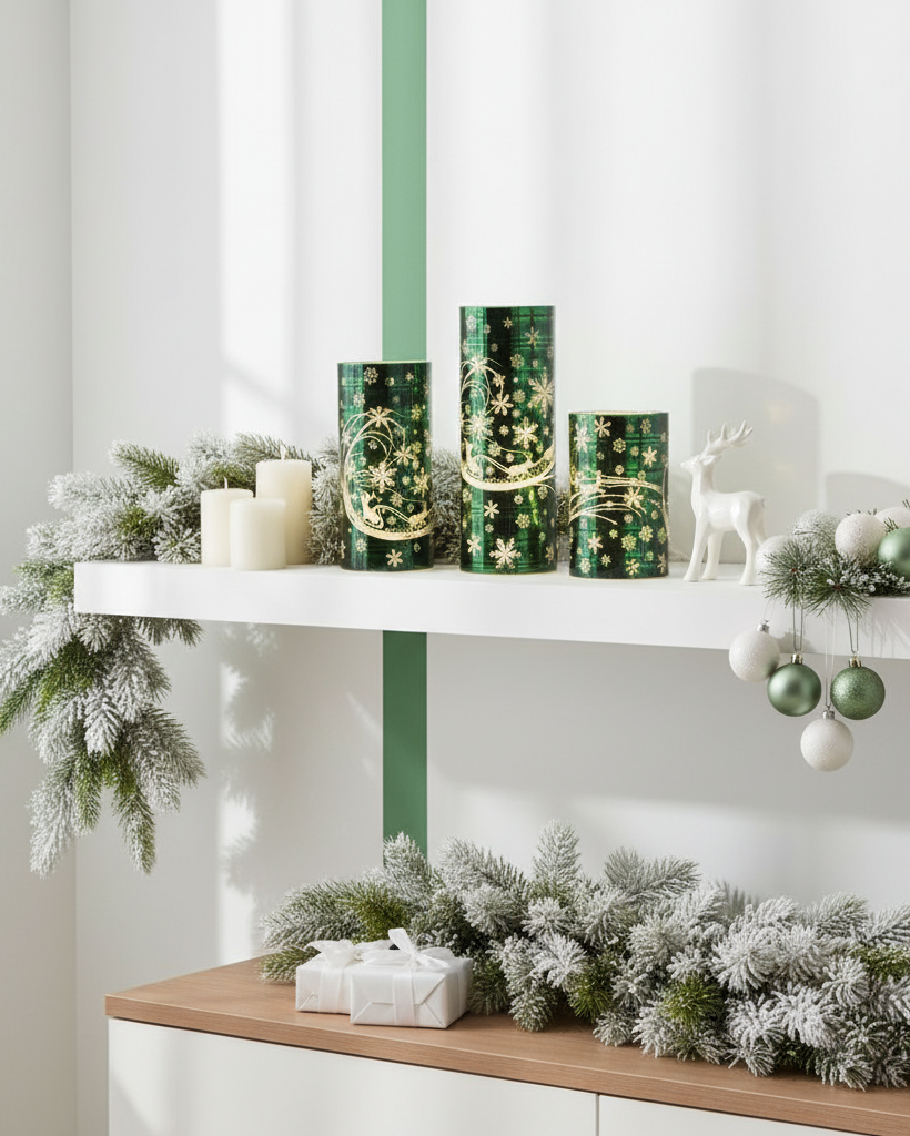 Green Tartan Santa's Sleigh Cylinder