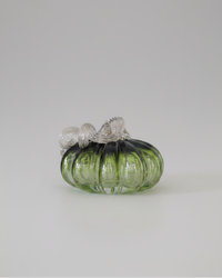 Green and Clear Crackled Handblown Glass Pumpkin Round