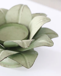 Green Metal Flower Candle Holder