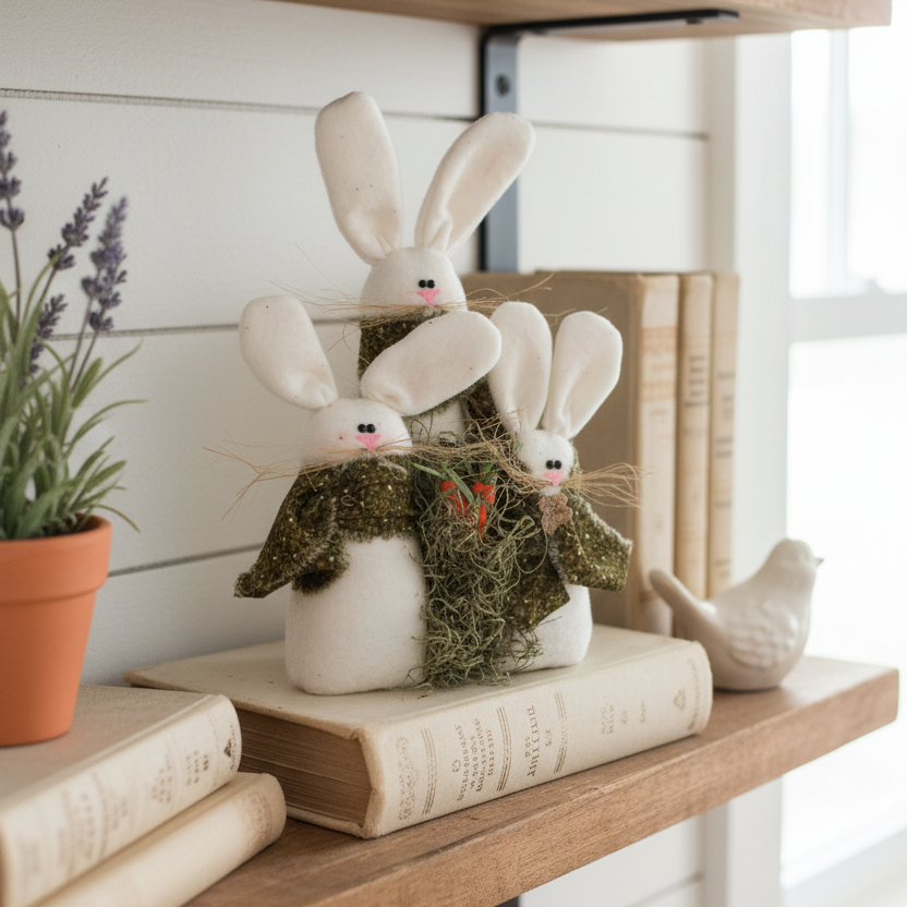 Green Scarf Bunny Trio