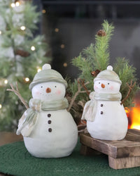 Green Scarf Rustic Resin Snowman