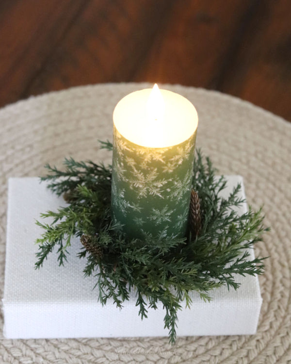 Green Snowflake LED Votive Candle