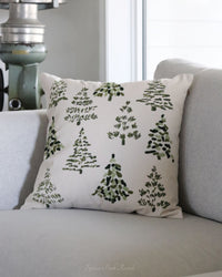 Green Trees Natural Cotton Throw Pillow