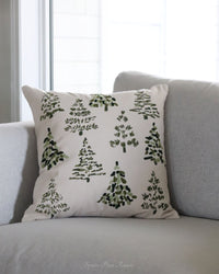 Green Trees Natural Cotton Throw Pillow