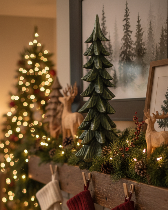 Green Aged Resin Christmas Tree Tall