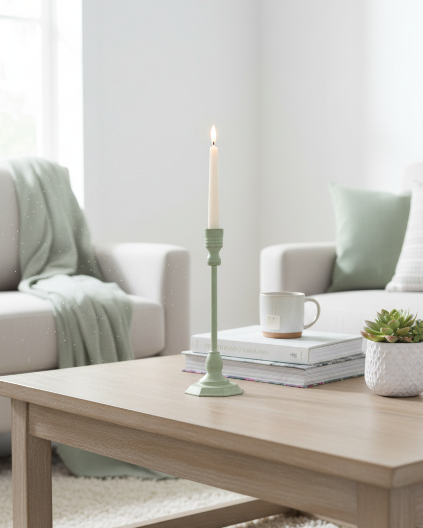 Green Metal Taper Candle Holder