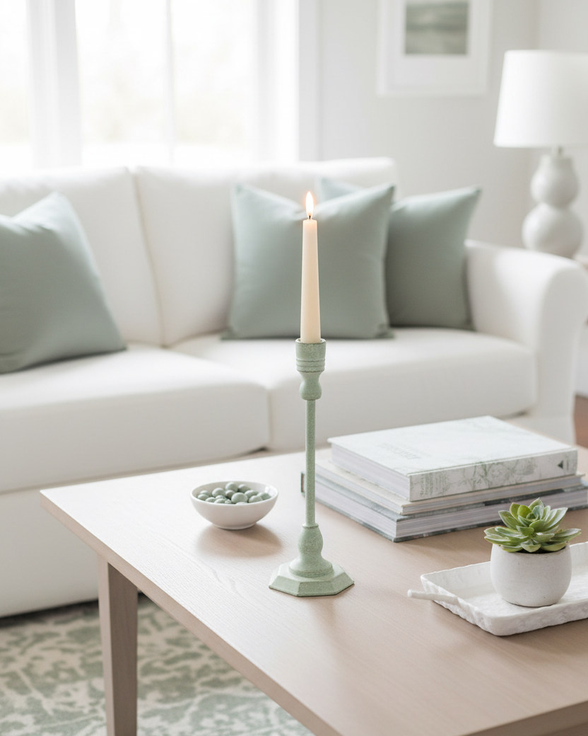 Green Metal Taper Candle Holder