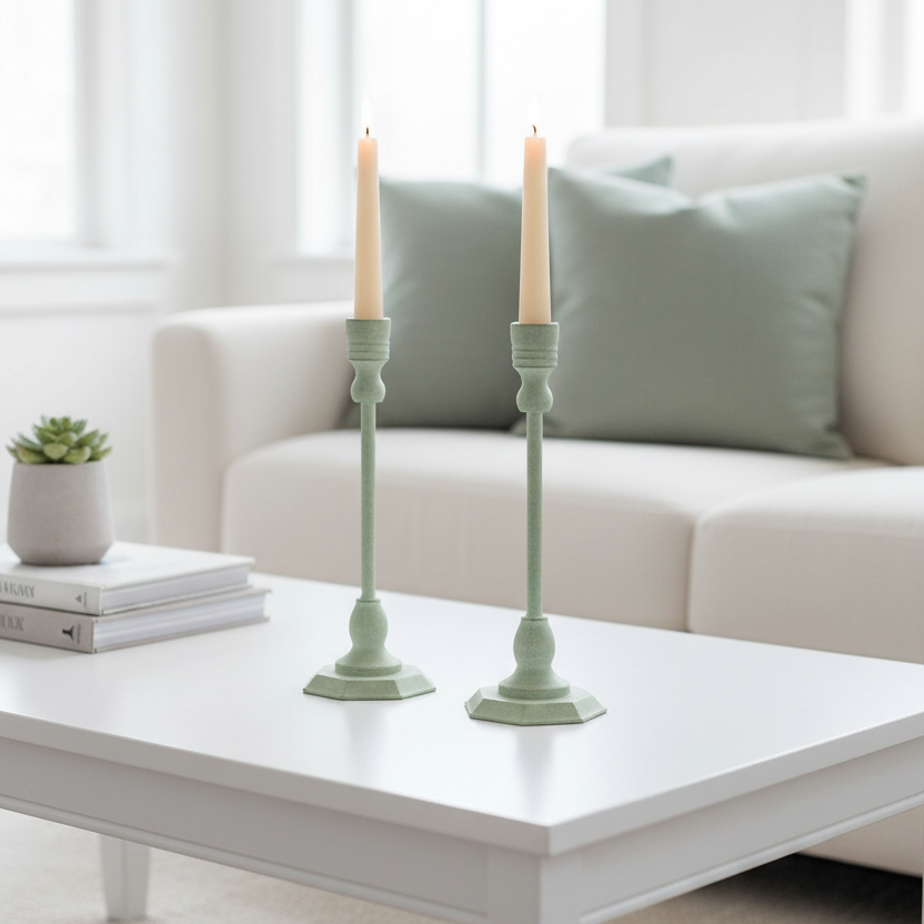 Green Metal Taper Candle Holder