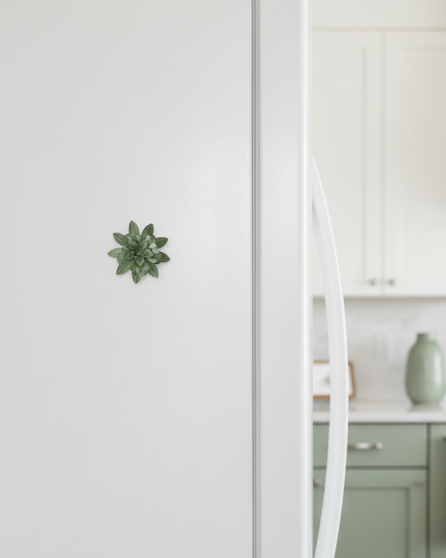 Green Flower Metal Magnet