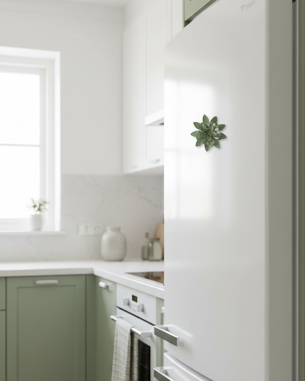 Green Flower Metal Magnet