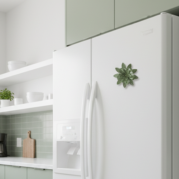 Green Flower Metal Magnet