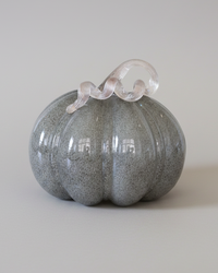 Grey Brown Handblown Glass Pumpkin Round