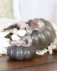 Grey Brown Handblown Glass Pumpkin Round