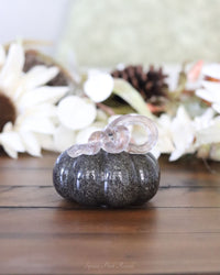 Grey Brown Handblown Glass Pumpkin Round