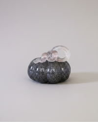 Grey Brown Handblown Glass Pumpkin Round