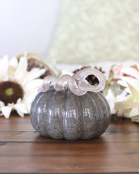 Grey Brown Handblown Glass Pumpkin Round