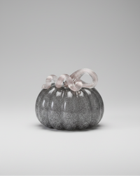 Grey Brown Handblown Glass Pumpkin Round