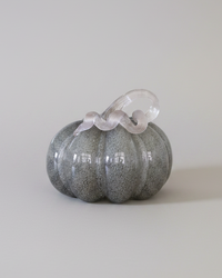 Grey Brown Handblown Glass Pumpkin Round