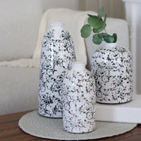 Grey Black Vine Cream Ceramic Vase