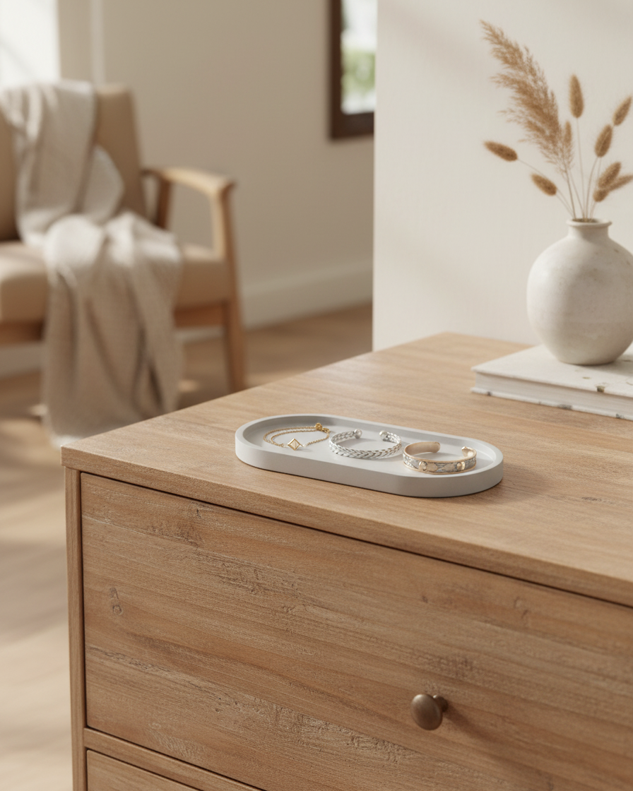 Light Grey Oval Tray