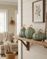 Soft Seafoam Glass Pumpkin with Gold Accent