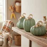 Soft Seafoam Glass Pumpkin with Gold Accent
