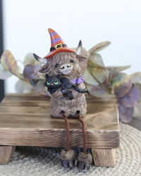 Halloween Highland Cow Shelf Sitter