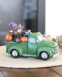 Halloween Highland Cow In Farm Truck