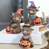 Halloween Highland Cow With Jack-O-Lantern