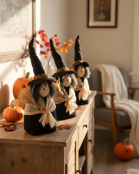 Handmade Witch With Veil and Broom