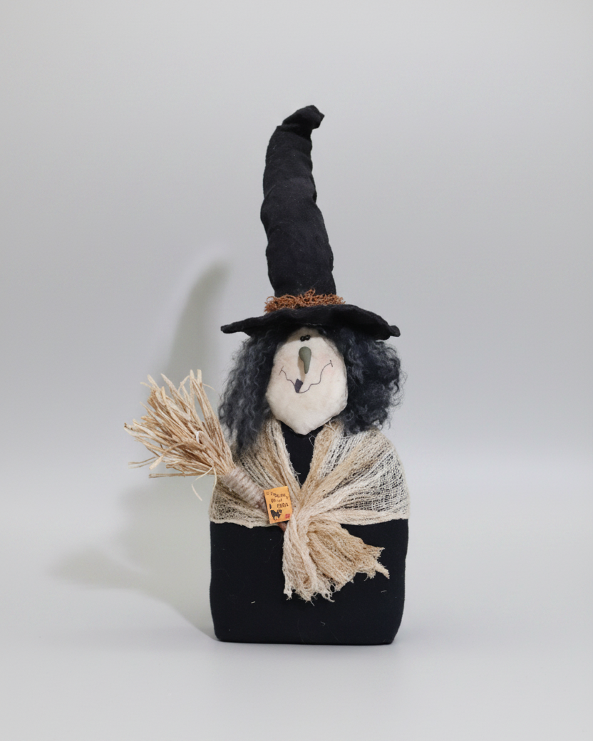 Handmade Witch With Veil and Broom