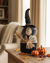 Handmade Witch With Veil and Broom