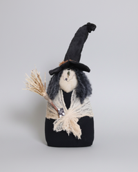 Handmade Witch With Veil and Broom