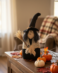 Handmade Witch With Veil and Broom