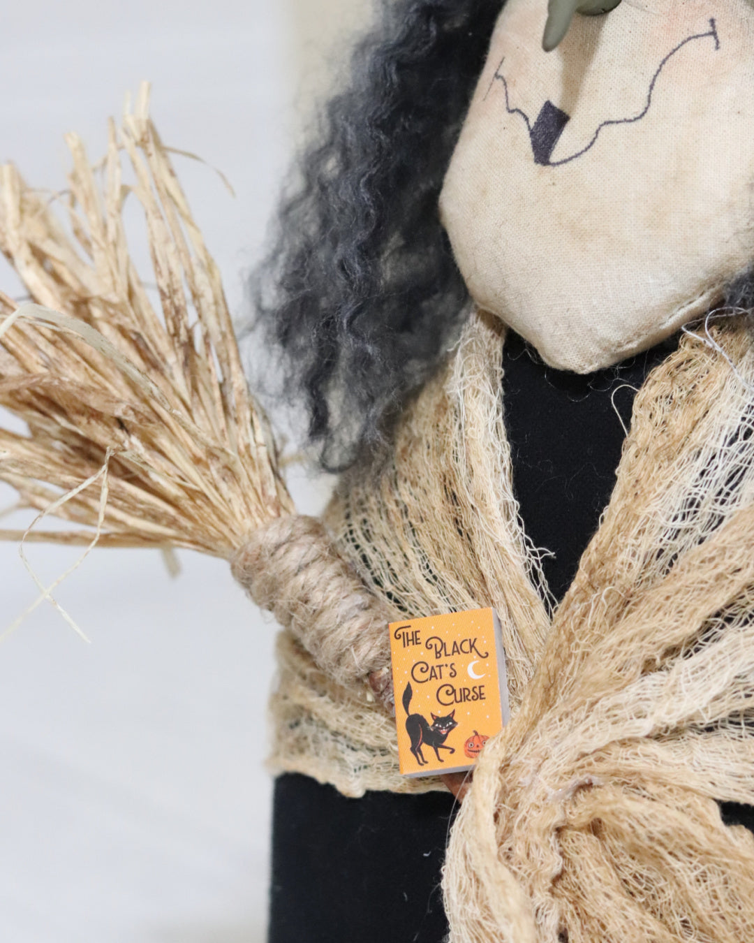 Handmade Witch With Veil and Broom